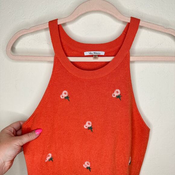 Vila Milano Daisy Floral Embroidered Ribbed Knit Halter Tank Top Bundle Medium - Picture 4 of 16